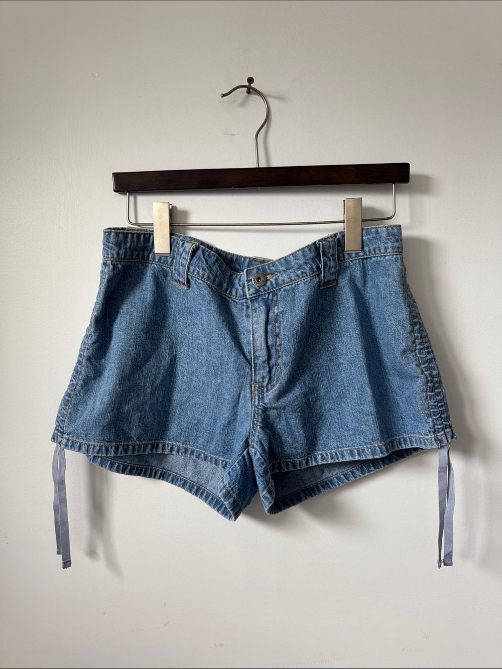 Light Blue Denim Shorts with Side Ties